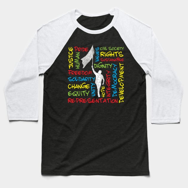 Civil Rights Activist Theme Baseball T-Shirt by jazzworldquest